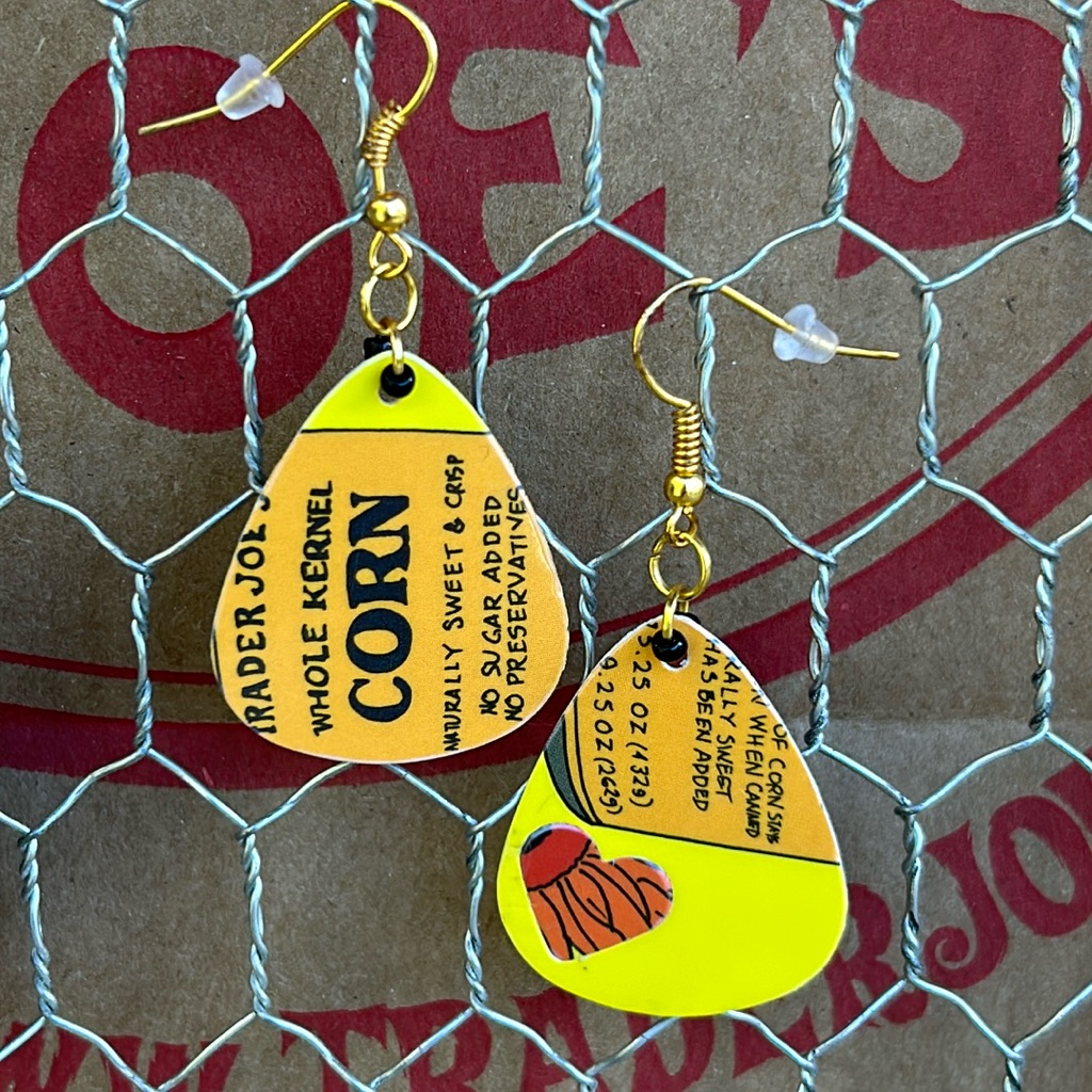 Trader Joe’s Earrings Guitar Pic Shaped Canned Corn